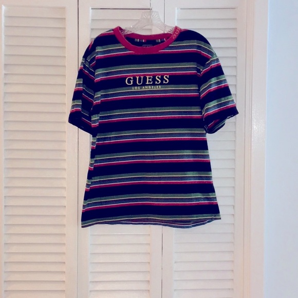 Guess striped short sleeve shirt size medium. - Picture 1 of 3